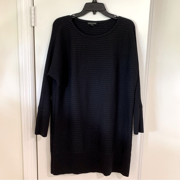 Eileen Fisher Merino Wool Ribbed Tunic Top Dolman Sleeve Oversized Size Small - Picture 1 of 7